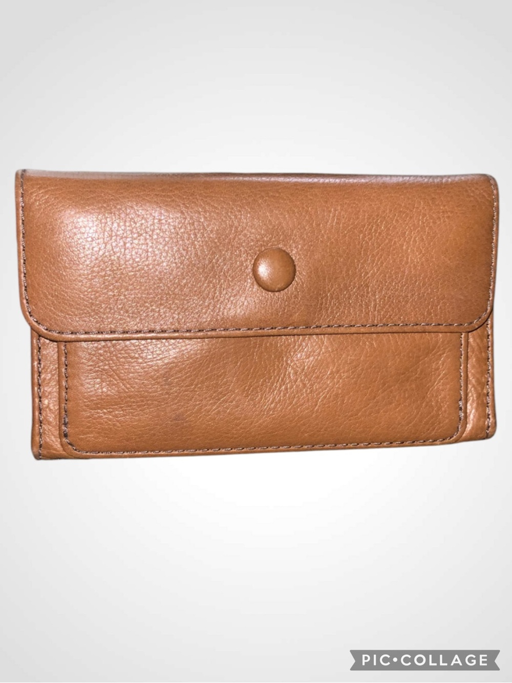Fossil Tan Leather Snap Trifold Wallet
